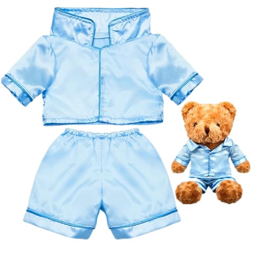 Skicuff 2 Pcs Bear Clothes Outfit Fit Most 12-16 Inch Stuffed Clothing Cute Plush Doll Clothes Plushy Bear Pajamas for Stuffed Make Your Own Plush Bears(Solid Style,Light Blue)