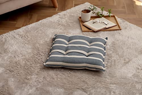 イケヒコ コーポレーション クッション オーガニックコットン seat ポール シート グレイ 約43×43cm 手洗い インド綿 ボーダー 日本製 通年 オールシーズン #1210980130201