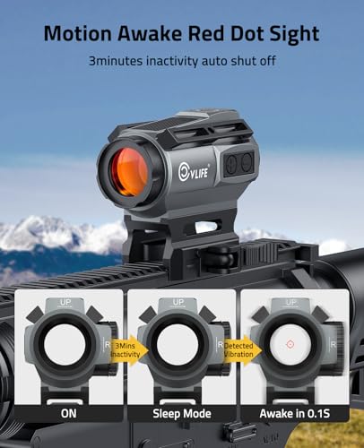 Image of CVLIFE EagleFeather X Solar Multi-Reticle Red Dot Sight for Rifle,1x20mm 2MOA Dot 40MOA Circle Motion Awake Solar Optics with Quick Detach Mount Flip Up Covers,IPX7 Waterproof Fogproof