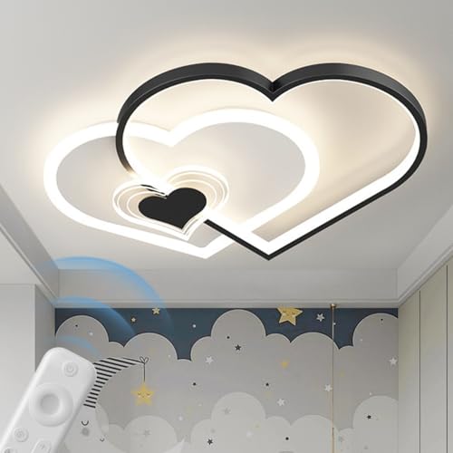 ENXING Moderna Plafoniera Creativa A Forma Di Cuore LED Plafoniera Decorativa Infinitamente Dimmerabile Con Telecomando Per Soggiorno Camera Da Letto Ristorante Corridoio Cucina(Nero)