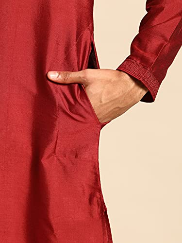 Image of Rajubhai Hargovindas Men's Banarasi Cotton Silk Thread Work Kurta Set With Churidar