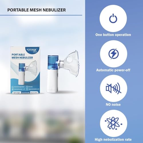 Image of Portable Mesh Nebulizer Handheld, One Touch Operation, No Noise, High Nebulization Rate, Personal Inhalers For Breathing Problems Lightweight, Travel Friendly For Adults & Kids