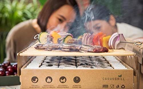 3x BURI ko Einweggrill Einmalgrill 100% Nachhaltig - Bio Grill rauchfrei  31x24 cm Bambus Kohle und Grillrost, natrlichen Materialien, weniger CO2  Emission, 5 min startklar ber 1h Brenndauer : Amazon.de: Garten