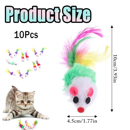 10 Pièces Chat Souris Jouet Chat Interieur avec Hochet Sons Convient Aux Chats pour Jouer(Couleur Aléatoire) – Image 3