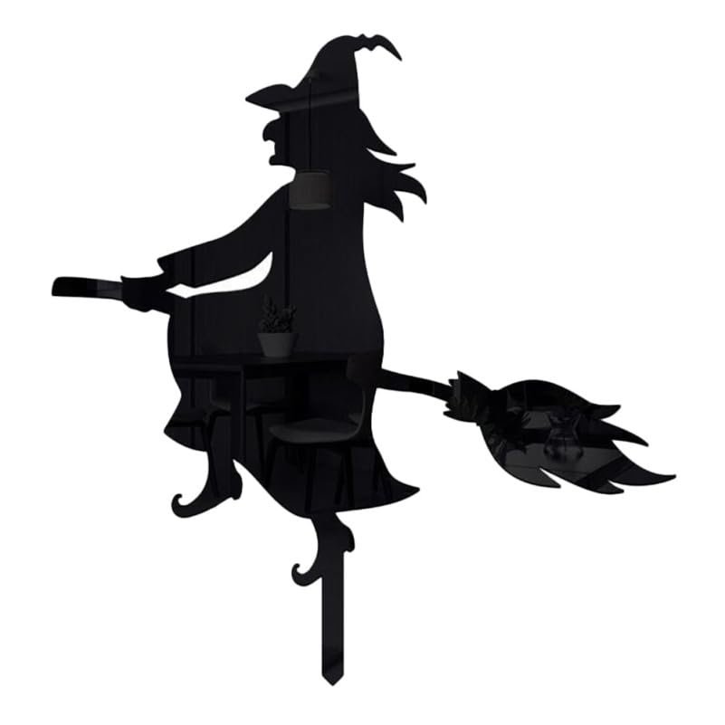 SHINEOFI Halloween Witch Garden Stake, Black Acrylic Silhouette Decor