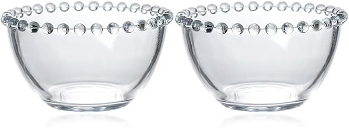 Image of PrimeWorld Clear Glass Bowls - Set of 2, 5 Inch | Microwave-Safe Multi-Purpose Bowls for Kitchen Prep, Dessert, Dips, Snacks, Candy, Nuts & Cake | Durable Transparent Glass for Mixing & Storing