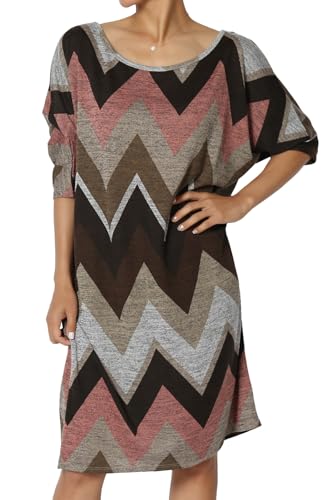 TheMogan Women's Printed Dolman 3/4 Sleeve Dress...