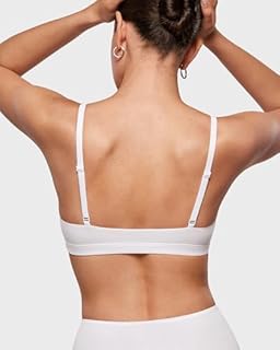 INLYRIC Women's Inbarely Triangle Bralette Plunge Unlined Seamless Bra No Underwire Sexy Comfortable Everyday Snow White - See Through X-Small