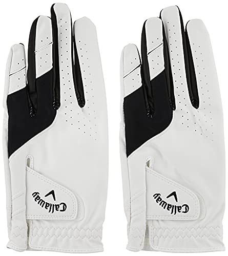 Callaway Golf Weather Spann Glove (Worn on Left Hand, Cadet (Short Fingers) 2019, Large, White (2-Pack))