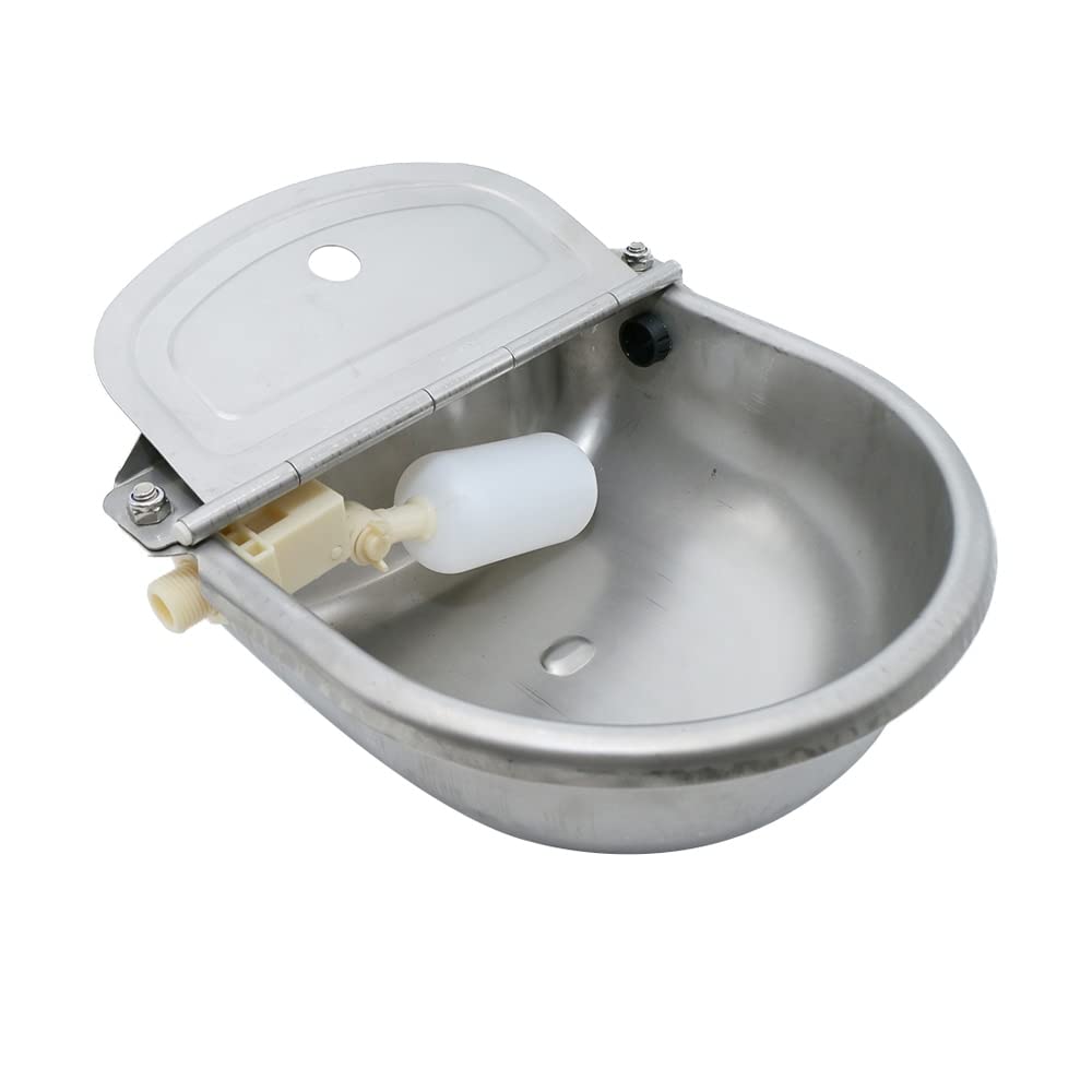 HUFFA Bebedero for Ganado 4L 304 de Acero Inoxidable, abrevadero for Caballos, ovejas, Cerdos, Flotador, Bebedero automático for Perros, Bebedero for Perros, Acceso for toros