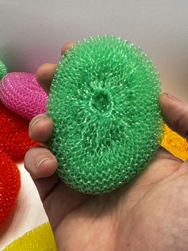Image of MIDELONG Plastic Dish Scrubbers Scouring Pad for Kitchen Cleaning with Poly Mesh, Assorted Colors, 10 Count