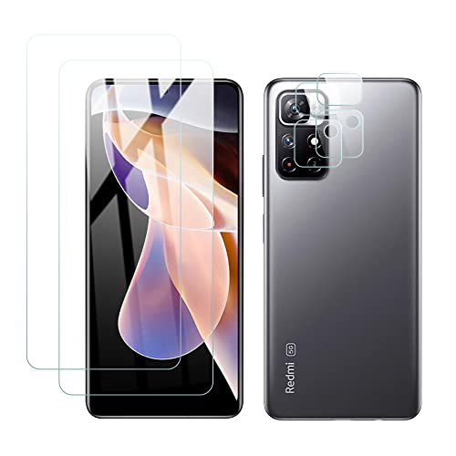 PaceBid 2 Pack Screen Protectors + 2 Pack Camera Tempered Glass Compatible with Xiaomi Redmi Note 11 Pro
