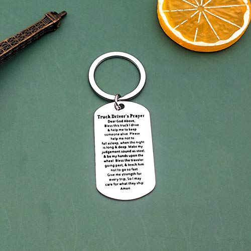 Trucker Keychain Truck Driver's Prayer Gift for Truck Drivers Men Dad Son Grandpa Husband Boyfriend for Christmas Birthday Long Distance Relationship Gift for Trucker Prayer Gift