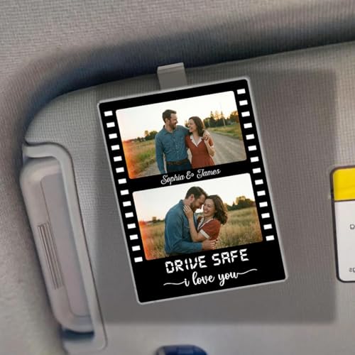 NAZENTI Drive Safe I Love You Car Visor Clip Custom Photo, Personalized Couple Picture Sun...
