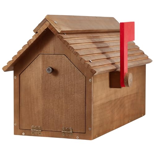Ruomi1y Wooden Mailbox, Cedar Mailboxes for Outside, Rustic Mail Box for Daily Letters, Magazines and Package