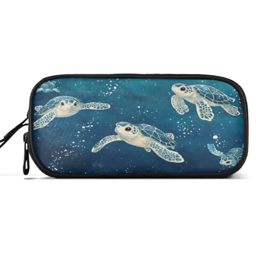 Image of Caikeny Pencil Case Cute Turtles Ocean Pen Bag Large Capacity Pencil Box Pen Pouch with Zipper Cosmetic Organizer for Kids Teens Adults