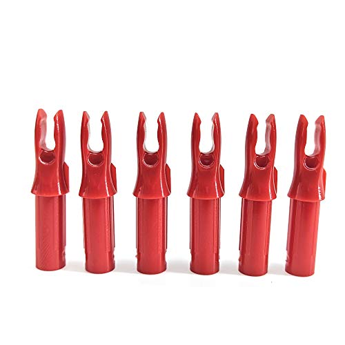 MILAEM 50pcs Bogenschießen Pfeilnocken Pfeile Nocken Kunststoffeinsatz Pfeilschwänze für ID 6,2 mm Pfeilschaft (Rot)