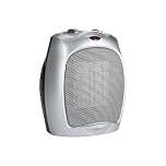 Amazon Basics Ceramic Space Heater, Portable Heater for Indoor Use, for Office and Home, With Overheat and Tip-Over Protection, Thermostat, Non-Oscillating, 1500W, Silver, 7.52"D x 6.34"W x 9.45"H