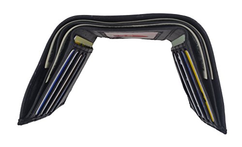 Men's Genuine Leather Trifold Wallet Black 8 Credit Card slots ID window4