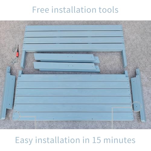 Banc d'extérieur en bois de pin cyan 120 cm résistant aux intempéries - 7
