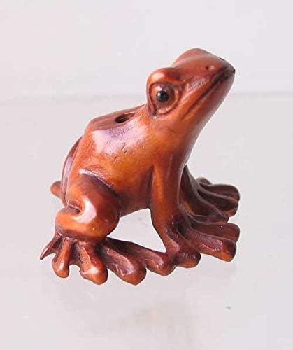 Ribbit Carved Boxwood Signed Tree Frog Ojime/Netsuke Bead for Jewelry Making