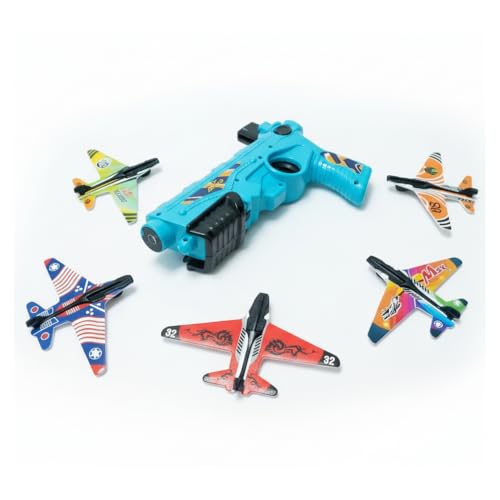 Image of Airplane Launcher Gun - Foam Airplane Launcher Toy (Multicolor) | Fun Outdoor Flying Glider & Disc Launcher for Kids | Ideal Gift for Boys & Girls Ages 5-12, Birthday & Party Toys