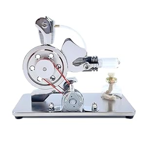 MagicTech Hot Air Stirling Engine Motor Educational Electricity Generator Colorful LED Aluminum Alloy Model Silver JY34
