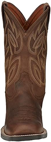 Justin Men's Dusky Canter Cowhide Leather Western Boot Broad Square Toe Brown 8.5 D(M) US | Image 1