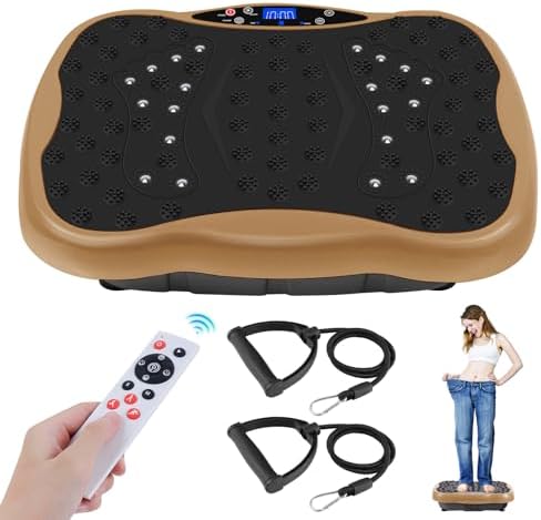 Vibration Plate Exercise Machine, Health & Fitness Full Body Vibration Platform, Portable Vibration Plate Platform for Weight Loss Home Fitness, Lymphatic Drainage, w/Resistance Bands+Remote Vibration Plate Exercise Machine, Health & Fitness Full Body Vibration Platform, Portable Vibration Plate Platform for Weight Loss Home Fitness, Lymphatic Drainage, w/Resistance Bands+Remote