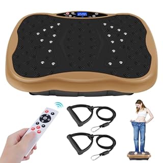 Vibration Plate Exercise Machine, Health & Fitness Full Body Vibration Platform, Portable Vibration Plate Platform for Weight Loss Home Fitness, Lymphatic Drainage, w/Resistance Bands+Remote