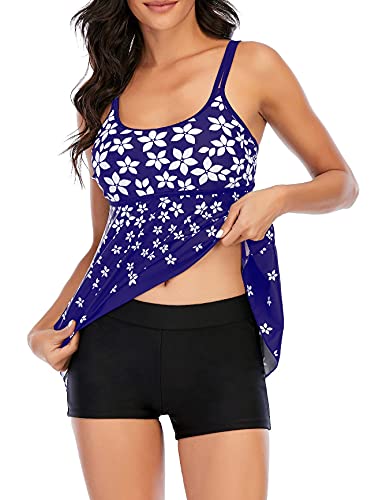 Image of Bathing Suits for Women High Waisted Swimsuits Tummy Control Two Piece Tankini Ruffled Top with Swim Bottom Bathing Suits