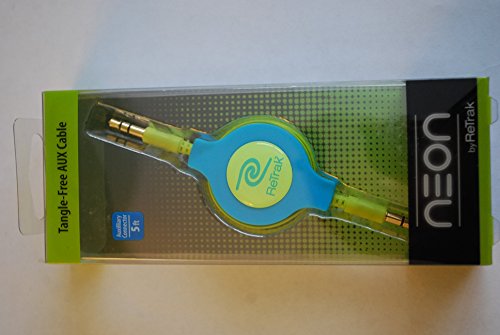 Retrak Neon Tangle Free Retractable AUX Cable