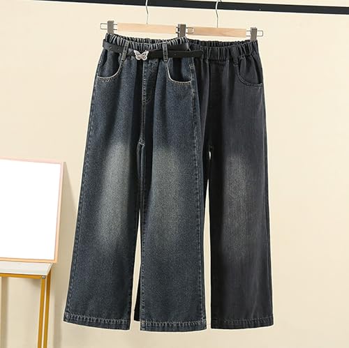 Girls Baggy Jeans Straight Wide Leg Y2K Streetwear Jeans Casual Loose Elastic Waist Denim Pants Trouser with Pocket4