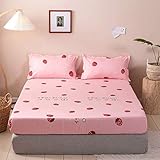 Erosebridal Strawberry Bed Sheet Queen Girl Bedding Set for Kids Pink Kawaii Fitted Sheet Tropical Fruit Bed Cover Lovely Girly Cartoon Fruit Bed Cover Bedroom Living Room Decor Gift NO Flat Sheet