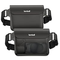 Lamicall IPX8 Waterproof Pouch Bag - [2 Pack] Waterproof Waist Dry Bag with Adjustable Strap, [Quick Opening] for Beach, Swimming, Boating, Fishing, Camping, Kayaking, Hiking - Transluscent Black