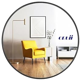 Round Mirror, Black Round Mirror 24 inch, Circle Wall Mirrors Metal Frame, Circular Mirrors for Wall, Living Room, Bathroom, Vanity, Entryway, Hallway.