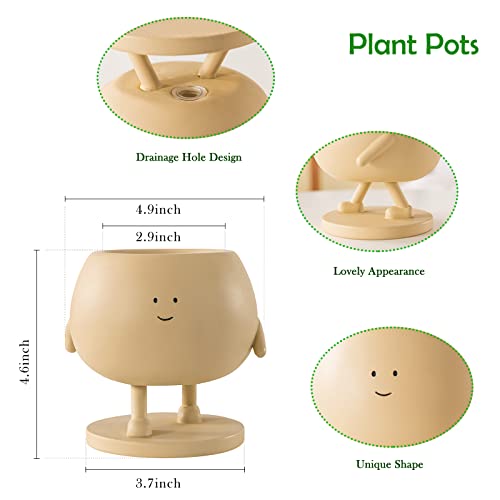 COTYNI Face Pots, Succulent Pots, 5 Inch Head Planters for Indoor Plants Cute Resin Flower Pots with Drainage Hole - Image 3