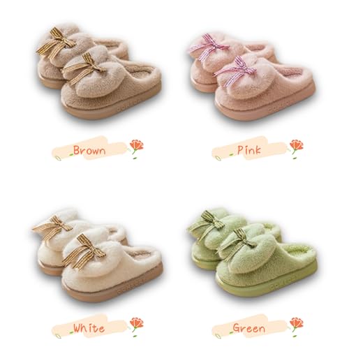 ZQW Women's Cute Bow Slippers Aesthetic Elegant Warm Plush Fuzzy Fluffy Slides Non-Slip Platform Shoes Indoor Outdoor4