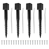 (Set of 4) LADECH Premium No Dig Ground Anchor – DIY Screw in Post Stake – 27 Inch – Fits Standard 4x4 Post (3.5' X 3.5' Inch) – Great for Mailbox Posts and Fence Posts