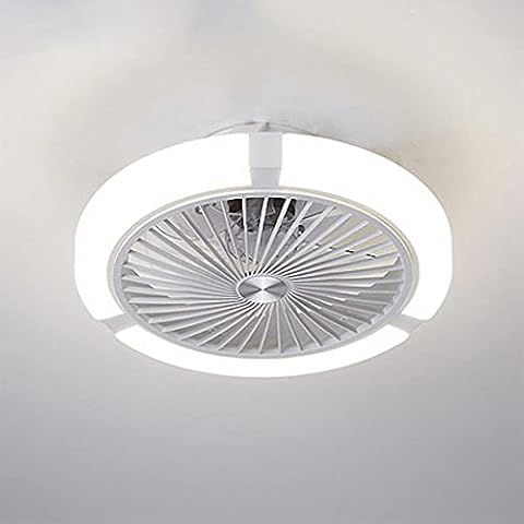ACEMOOW Ceiling Fans with Lighting, Ultra-Thin Ceiling Fans with Negative ion,Remote Control dimming LED Ceiling Light Ceiling Fan Quiet 48W,45CM,Adjustable Fan-Gray Cover