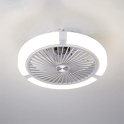 ACEMOOW Ventilador de techo con iluminación, ventilador de techo ultrafino con iones negativos, mando a distancia, atenuación LED, silencioso, 48 W, 45 cm, ventilador ajustable blanco Cover