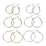 Healeved Pendientes de Aro Redondos para Mujer, 6 Piezas (20mm, 25mm, 30mm), Metal Dorado y K, Joyas de Moda Geométricas, Accesorios Circulares Elegantes para Uso Diario y Fiestas