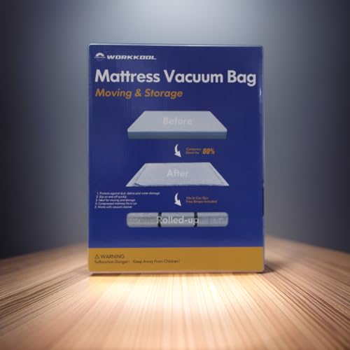 WORKKOOL Vakuum-Matratzentasche zum Umzug, vakuumversiegelte Beutel für Matratzenaufbewahrung, Schaumstoff-Matratzentasche mit Reißverschluss(für Matratze 140/160 * 200cm)