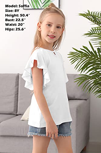 Gorlya Girl's Tunic Butterfly Sleeve Tops Casual Solid T-Shirt Blouse For 4-14T Kids (Gor1092, White, 10Y) #TOP3