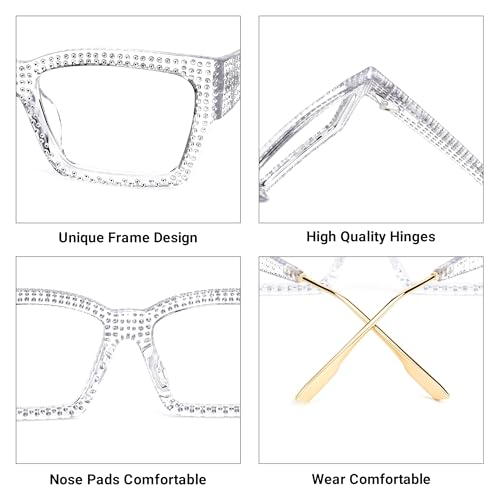 Image of VOOGLAM Glasses Waylon Rhinestone Frame Non-Prescription Eyeglasses