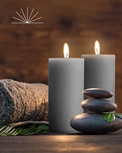 Mottled Pillar Candles By Bask - Set Of 6-3" X 6" Dripless Unscented Candles In Grey For Home Decor, Relaxation & All Occasions #TOP3