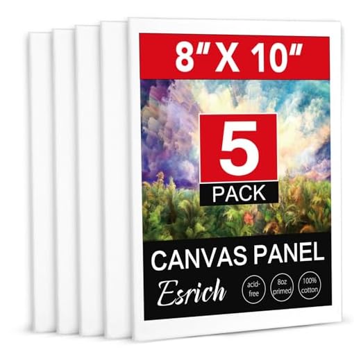 ESRICH Canvas Boards for Painting, 5 Pack Canvases for Painting 8x10 Cotton Primed Acid Free Blank Canvas Panels for Oil Paint, Watercolor, Acrylic Paint, Gouache and Tempera.