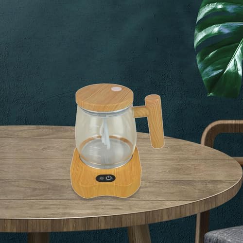 Electric Mixing Coffee Cup Smart Cup Warmer with 55 Degree Warmer Coaster Coffee Heating Plate, Wood