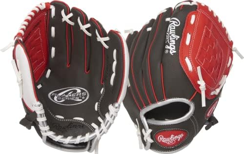 Rawlings Players Series Youth Tball/Baseball Glove (Ages 5-7), Dark Shadow/Red/White, 10"