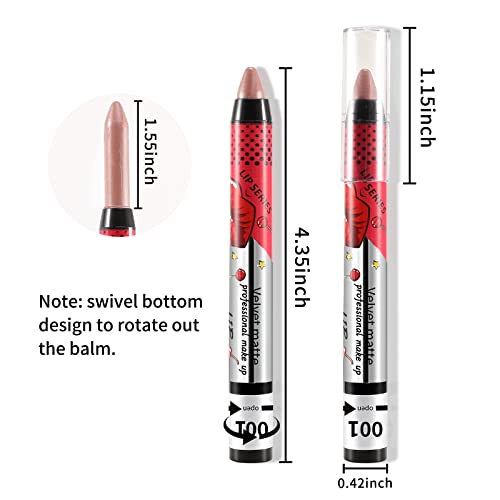 Boobeen Matte Lip Liner Pencil Nude Lip Stick Velvety Creamy Matte Lip Crayon Full Coverage Lip Stain High Pigment Waterproof No Smudge Lipstick For Women, Smooth Matte Lip Color Makeup #TOP1